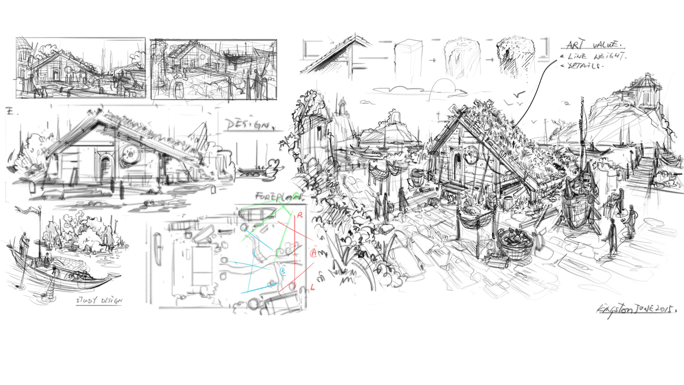 Tricks to Improve Composition in an Environment for Concept Art Workflow