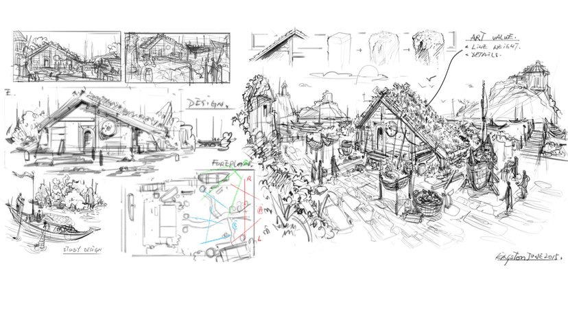 Tricks to Improve Composition in an Environment for Concept Art Workflow